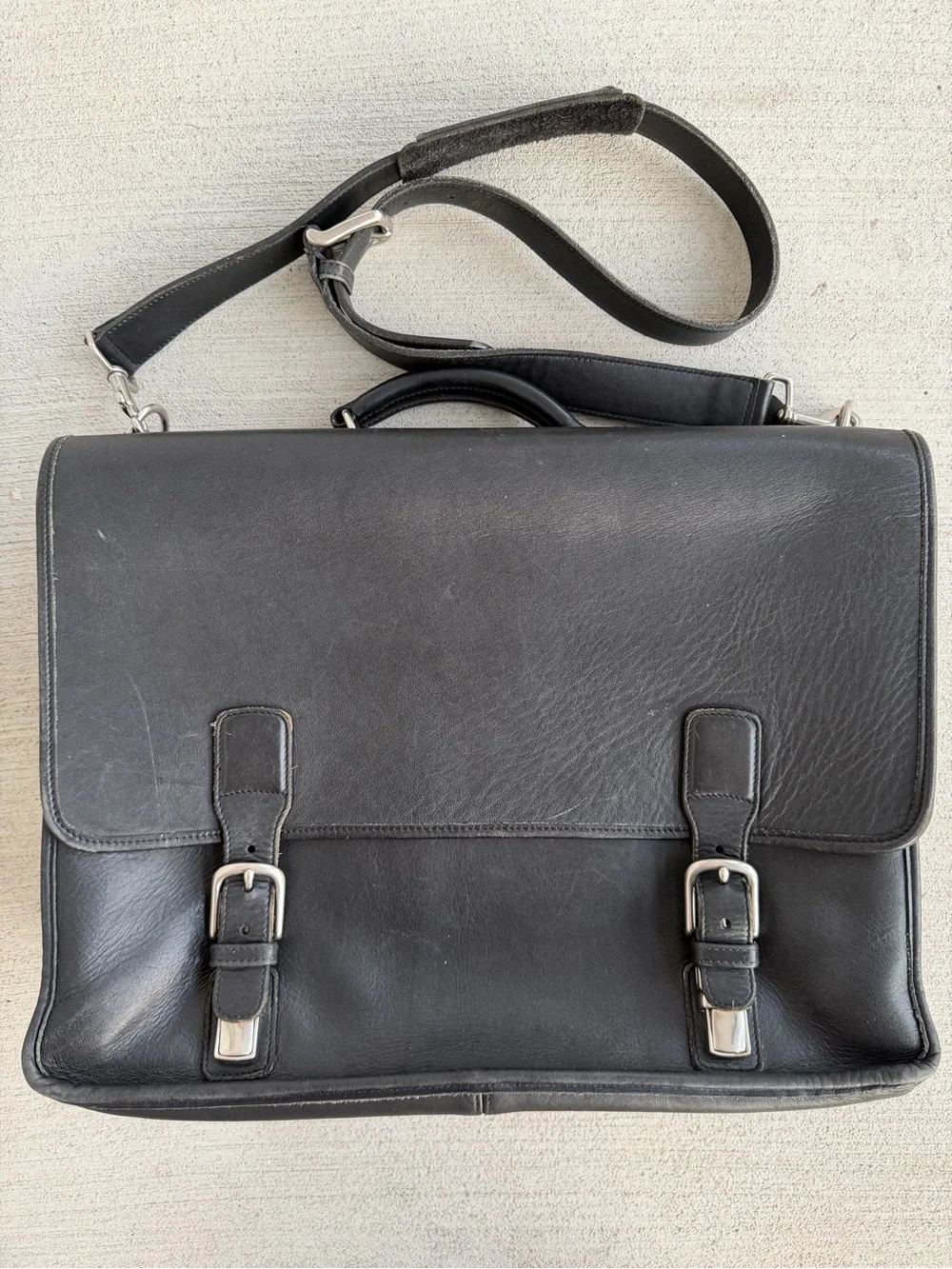 Vintage Coach L0S-5310 Black Leather Briefcase Messenger Laptop BagShoulderStrap